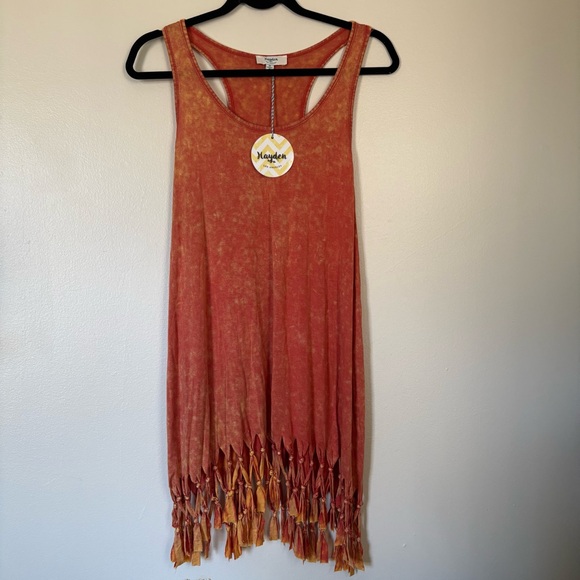 Hayden Dresses & Skirts - Hayden Rust Dress with Fringe Hem Size Medium NWT